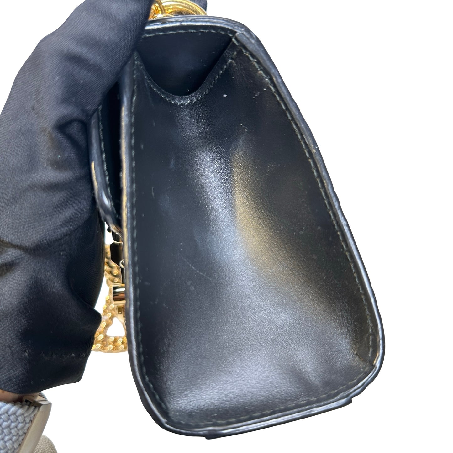 Used GUCCI Calfskin Leather Padlock Shoulder Bag Black GHW