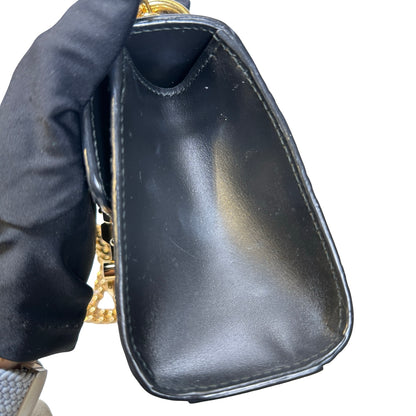 Used GUCCI Calfskin Leather Padlock Shoulder Bag Black GHW