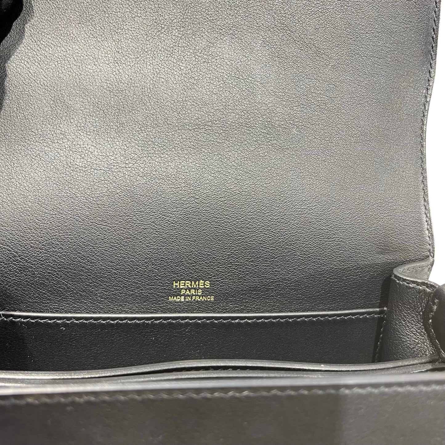 Used HERMÈS Calfskin Leather Roulis mini Shoulder Bag Black GHW