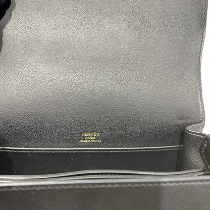 Used HERMÈS Calfskin Leather Roulis mini Shoulder Bag Black GHW
