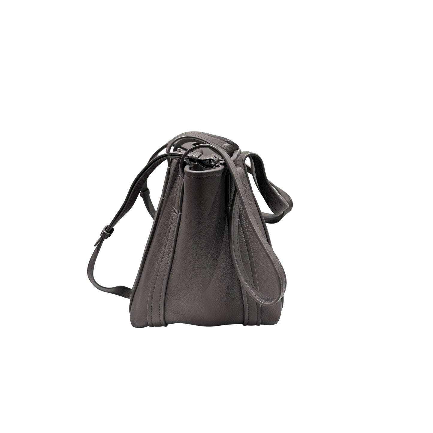 Used BALENCIAGA Calfskin Leather Everyday Shoulder Bag Grey PHW