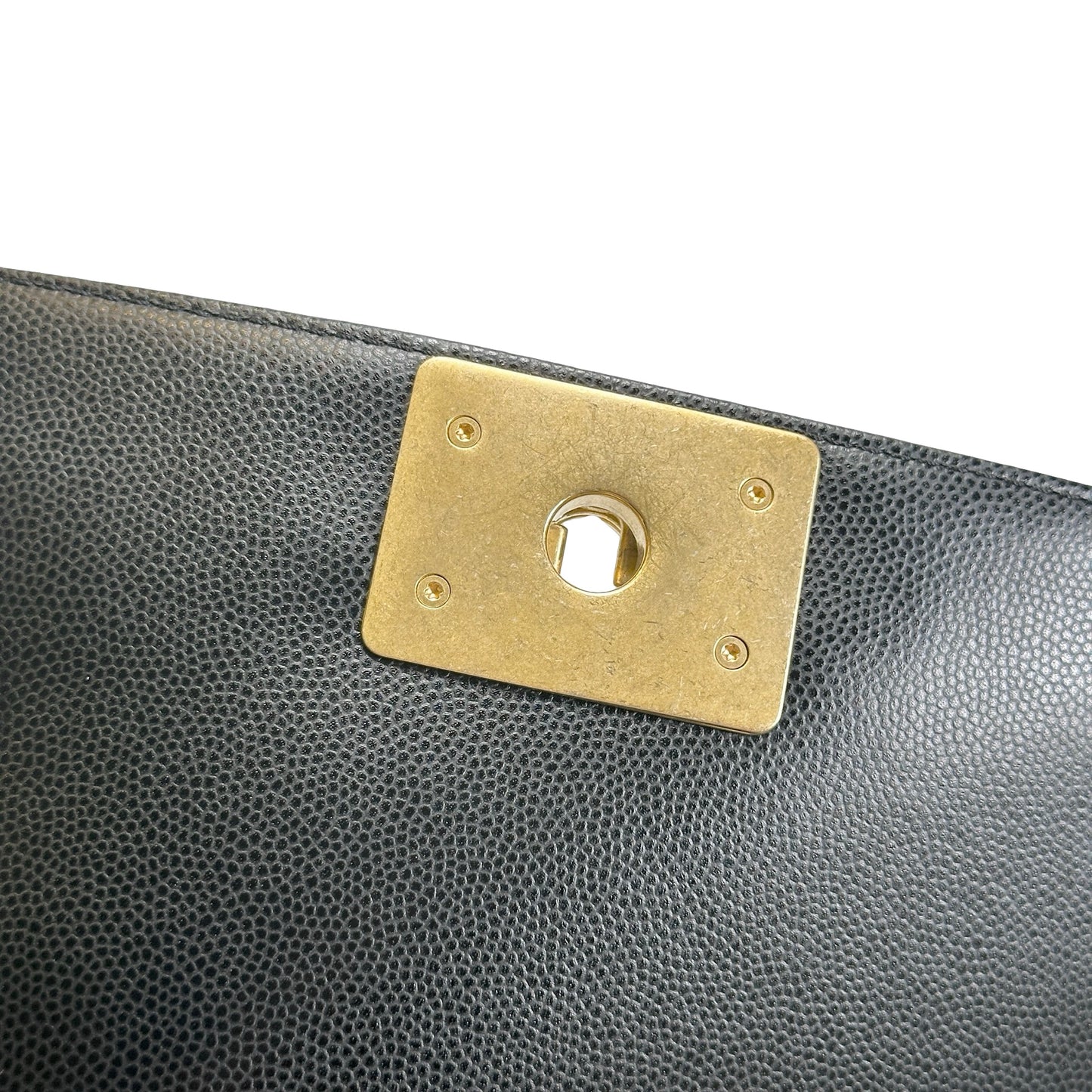 Used CHANEL Quilted Caviar Boy Bag Chain Shoulder Bag Black GHW