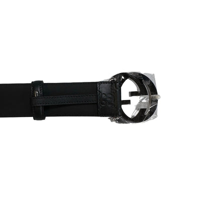 Brand New GUCCI Guccissima Leather Interlocking G Belt Belt Black PHW