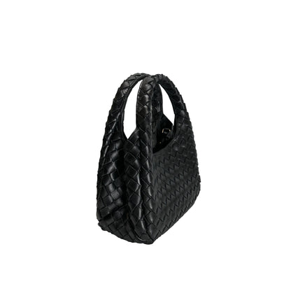 Used BOTTEGA VENETA Intrecciato Leather Jodie Handbag Black