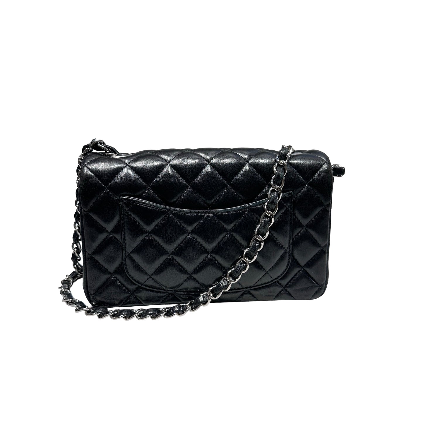 Used CHANEL MINI FLAP 20 CM Shoulder Bag Black PHW