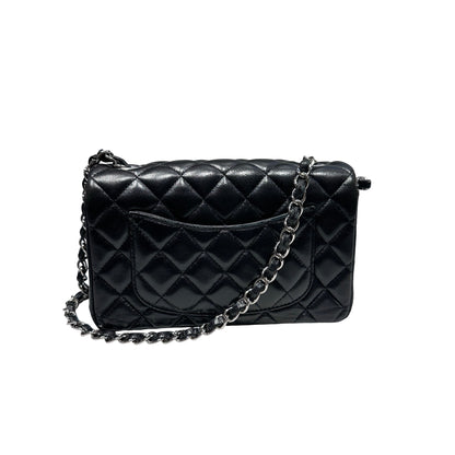 Used CHANEL MINI FLAP 20 CM Shoulder Bag Black PHW