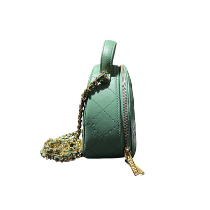 Used Chanel Chic Riviera Top Handle Vanity Case Green GHW