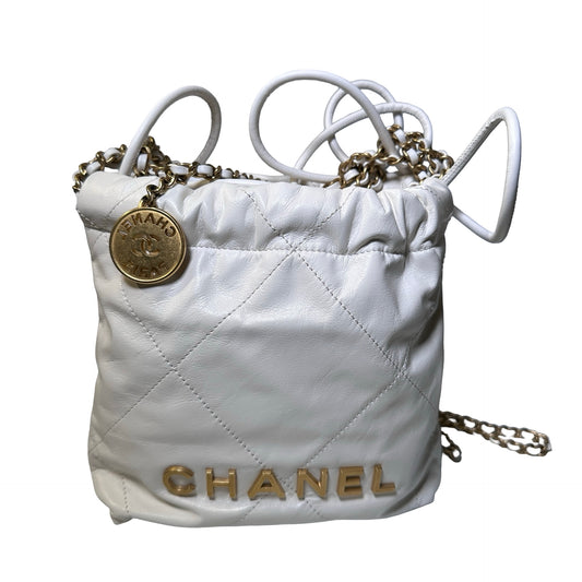 Used Chanel White Chain Shoulder Bag White GHW