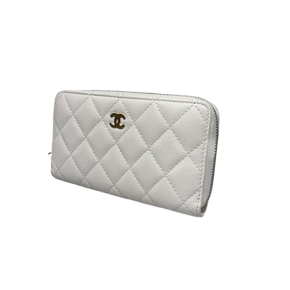 Used Chanel Wallet White GHW
