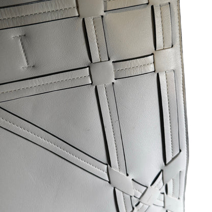 Used DIOR Leather Interlaced Shopper Tote Tote Bag White PHW