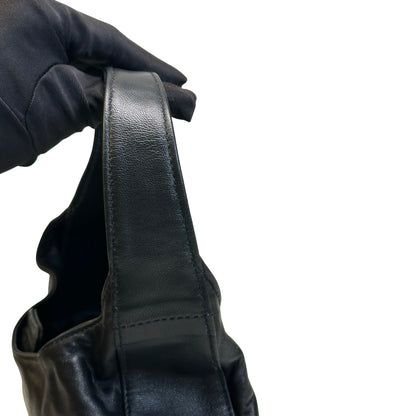 Used PRADA Leather Shoulder Bag Handbag Black