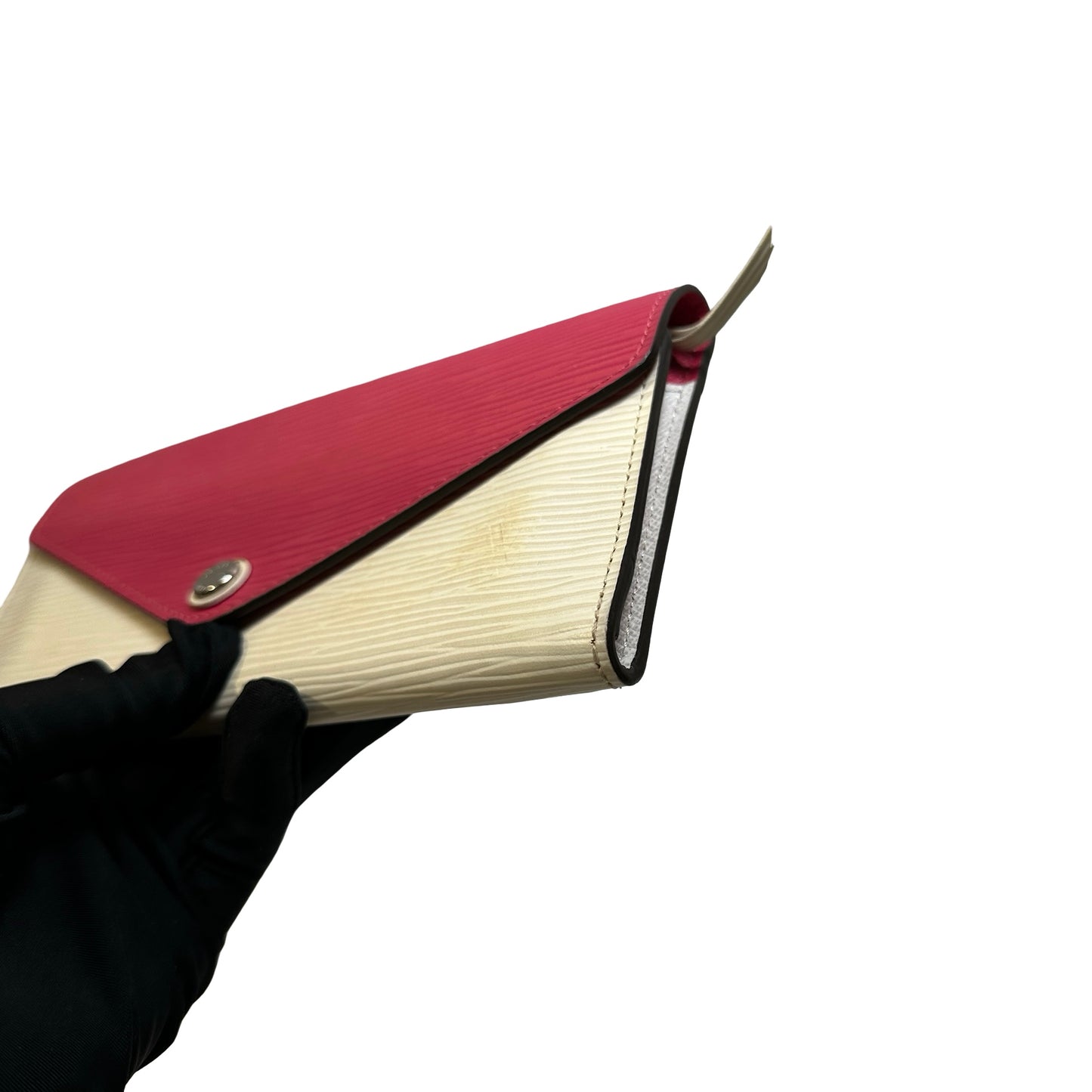 Used LOUIS VUITTON Epi Leather Portefeuille Sarah Long wallet Pink White