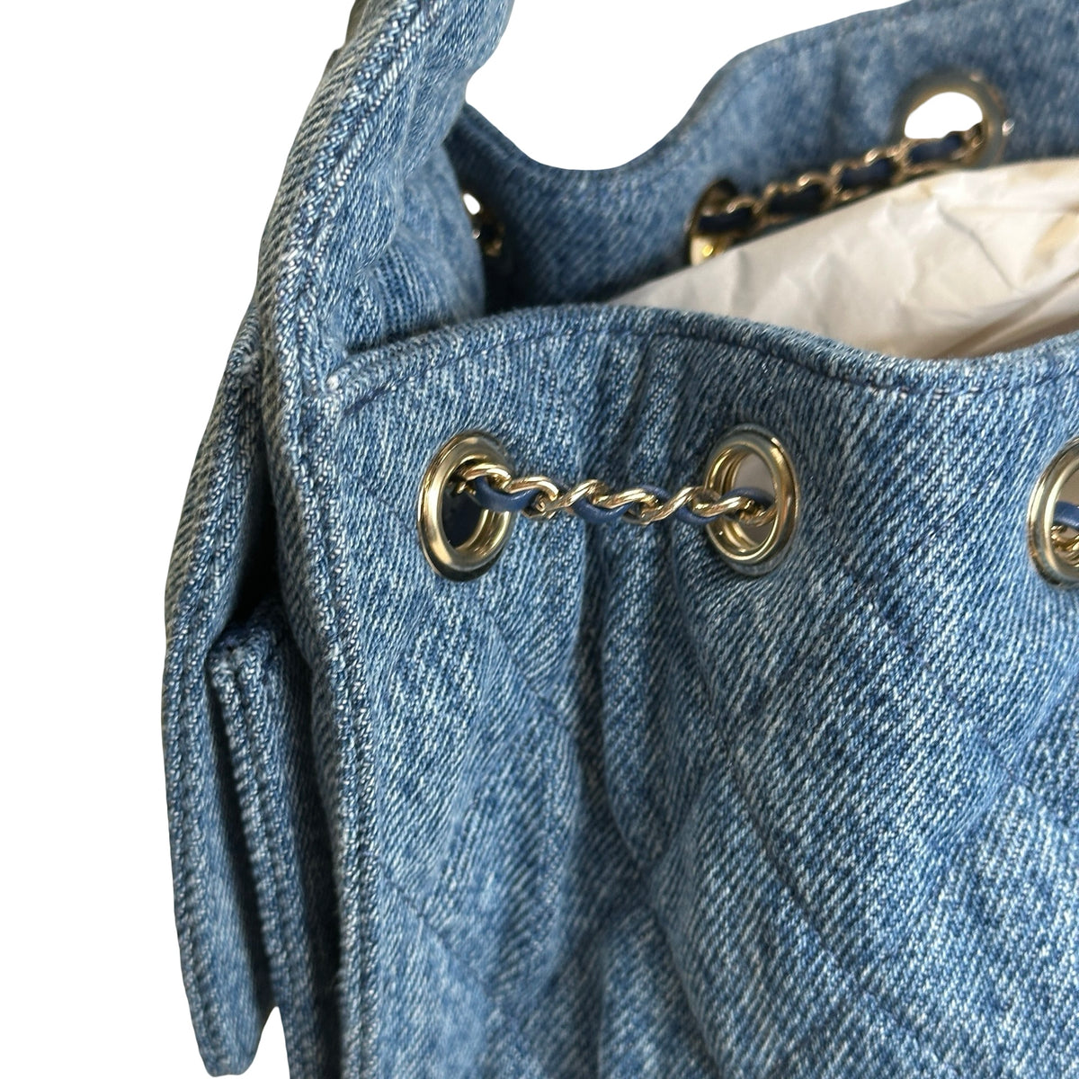 Brand New CHANEL Denim Denim Bag Handbag Blue