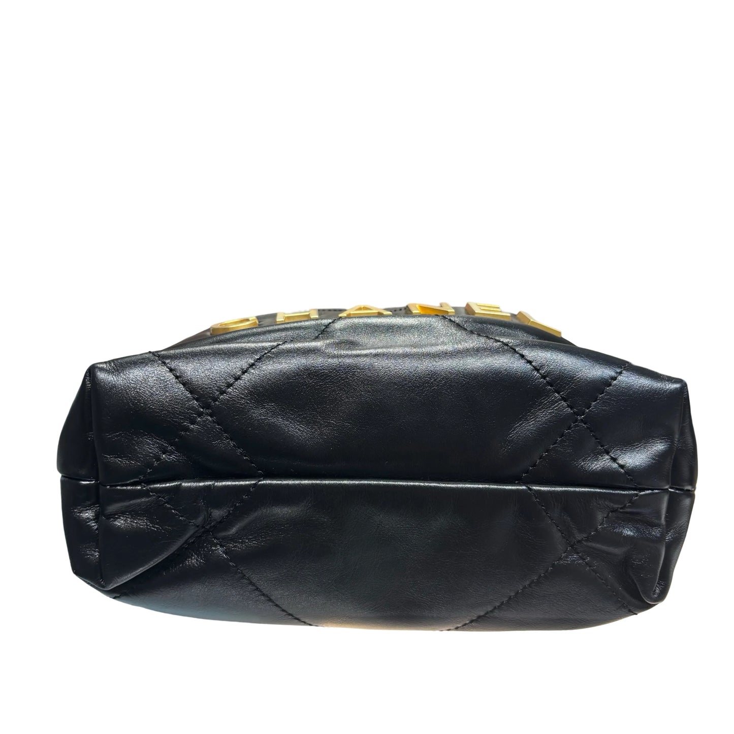 New CHANEL Lambskin Leather Mini 22 Chain Shoulder Bag Black GHW