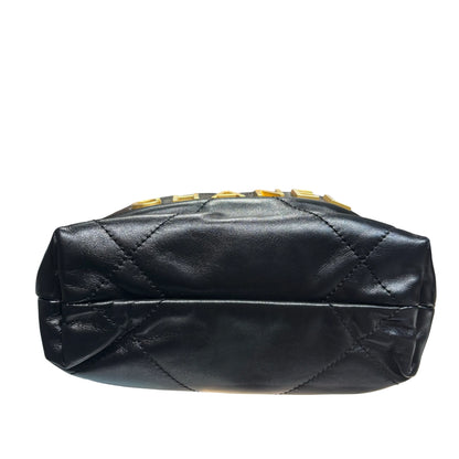 New CHANEL Lambskin Leather Mini 22 Chain Shoulder Bag Black GHW