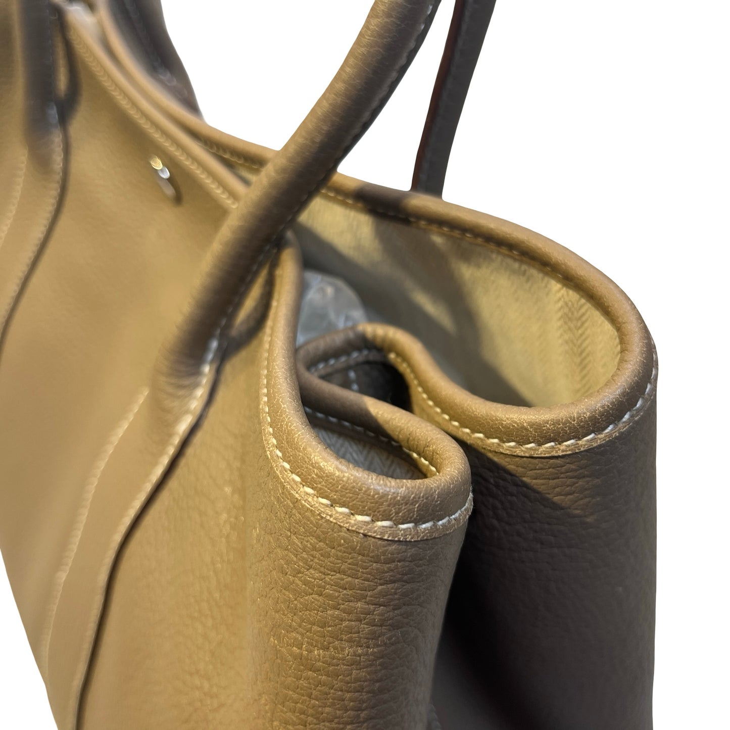 Used HERMES Leather Garden Party Tote Bag Brown