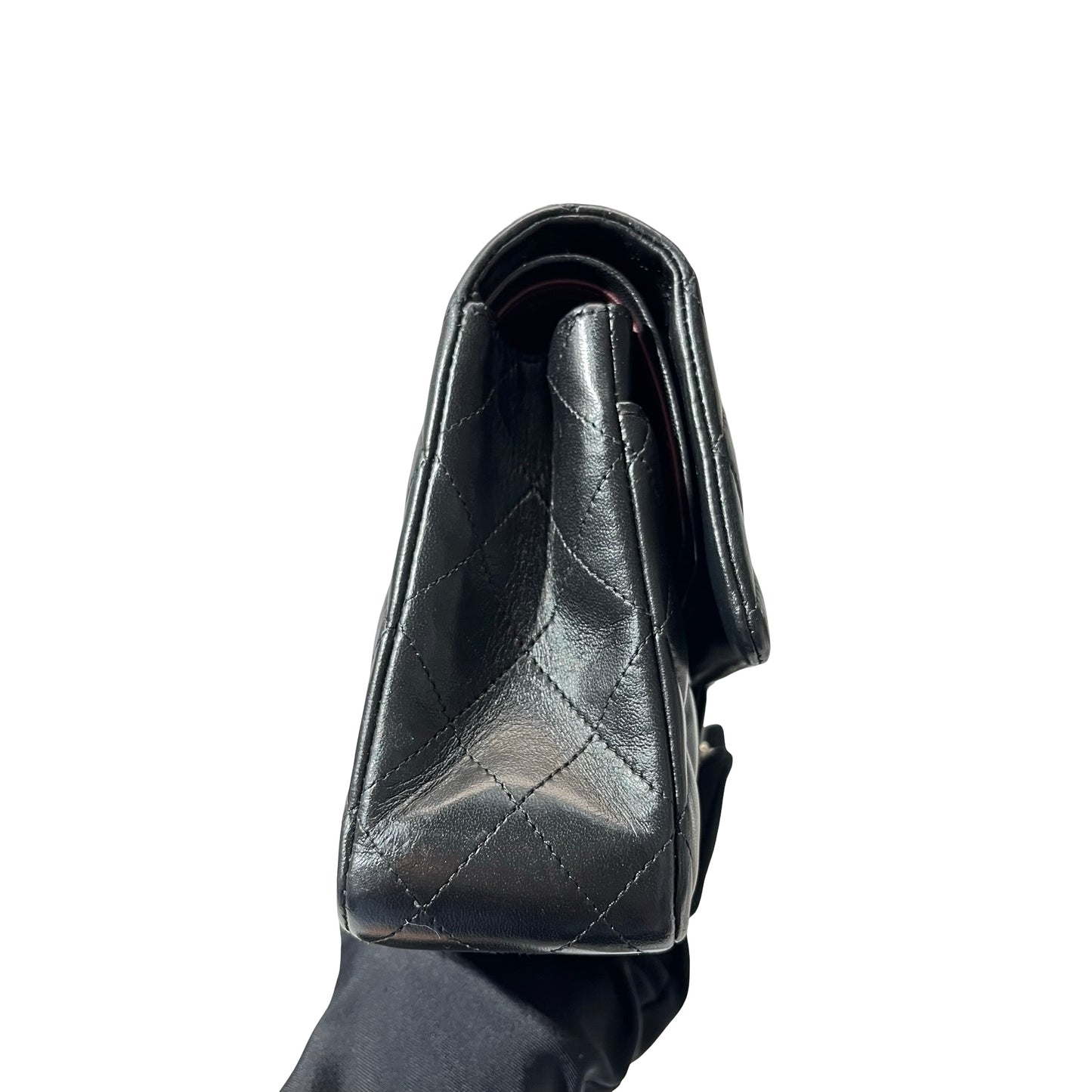 Used CHANEL Lambskin Leather CF 25 Shoulder Bag Black PHW