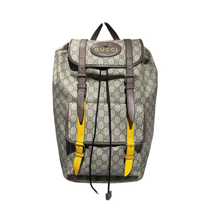 Used Gucci Coated Canvas Backpack Brown GHW