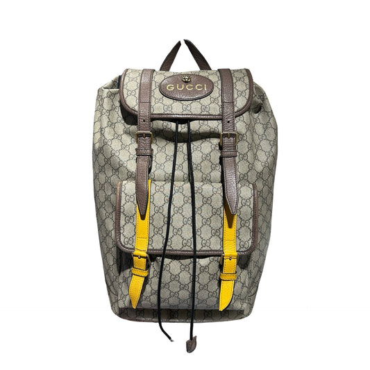 Used Gucci Coated Canvas Backpack Brown GHW