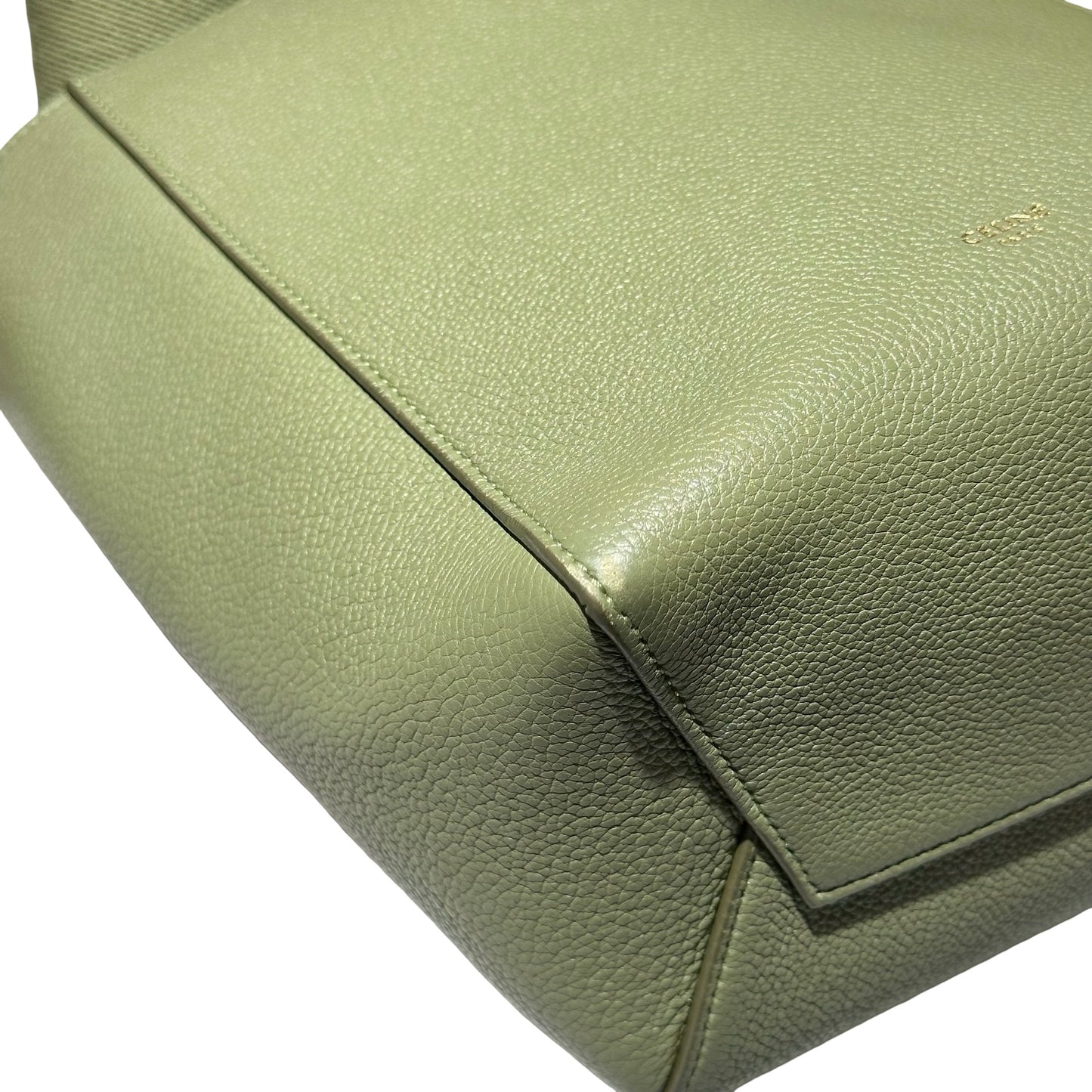 Used CÉLINE Calfskin Leather Sangle Shoulder Bag GREEN GHW