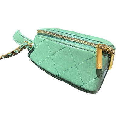 Used Chanel Chic Riviera Top Handle Vanity Case Green GHW