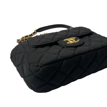 Used CHANEL Wool 23C hobo small wool jersey Shoulder Bag Black GHW