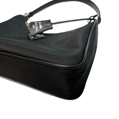 Used PRADA Re-Nylon Saffiano leather Re-Edition 2005 Shoulder Bag Black PHW