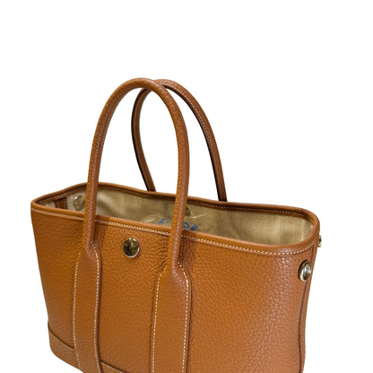 Used HERMES Leather Garden Party Tote Bag Brown