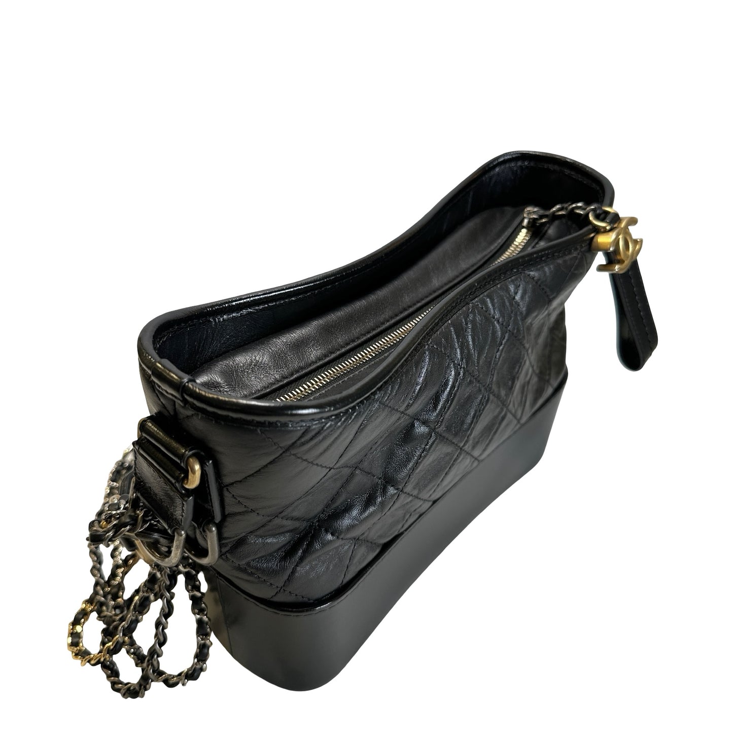 Used CHANEL Quilted Calfskin Gabrielle Hobo Shoulder Bag Black