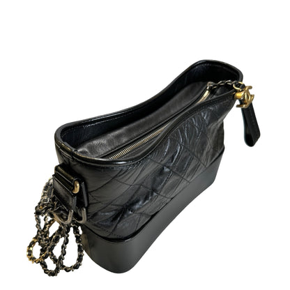 Used CHANEL Quilted Calfskin Gabrielle Hobo Shoulder Bag Black