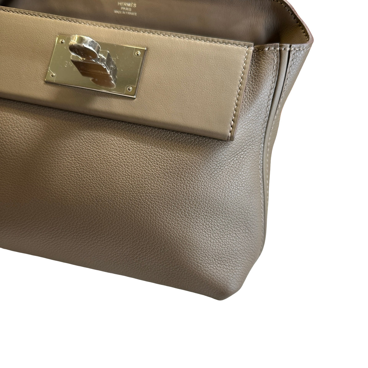 Used HERMES Togo Leather Mini 2424 Handbag ETOUPE/ETOU PHW