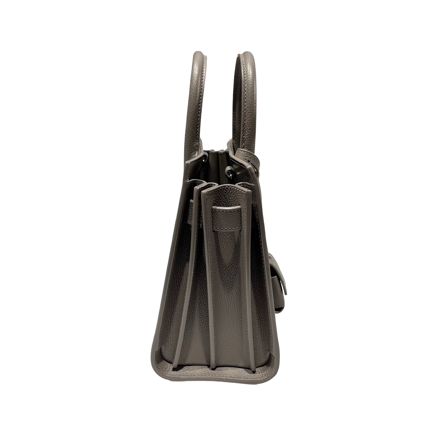 Used Saint Laurent Calfskin Leather Sac de Jour Tote Bag PHW Grey