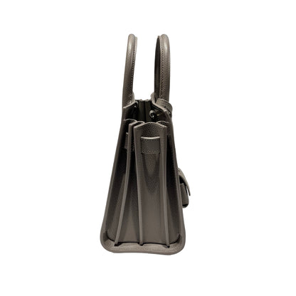 Used Saint Laurent Calfskin Leather Sac de Jour Tote Bag PHW Grey