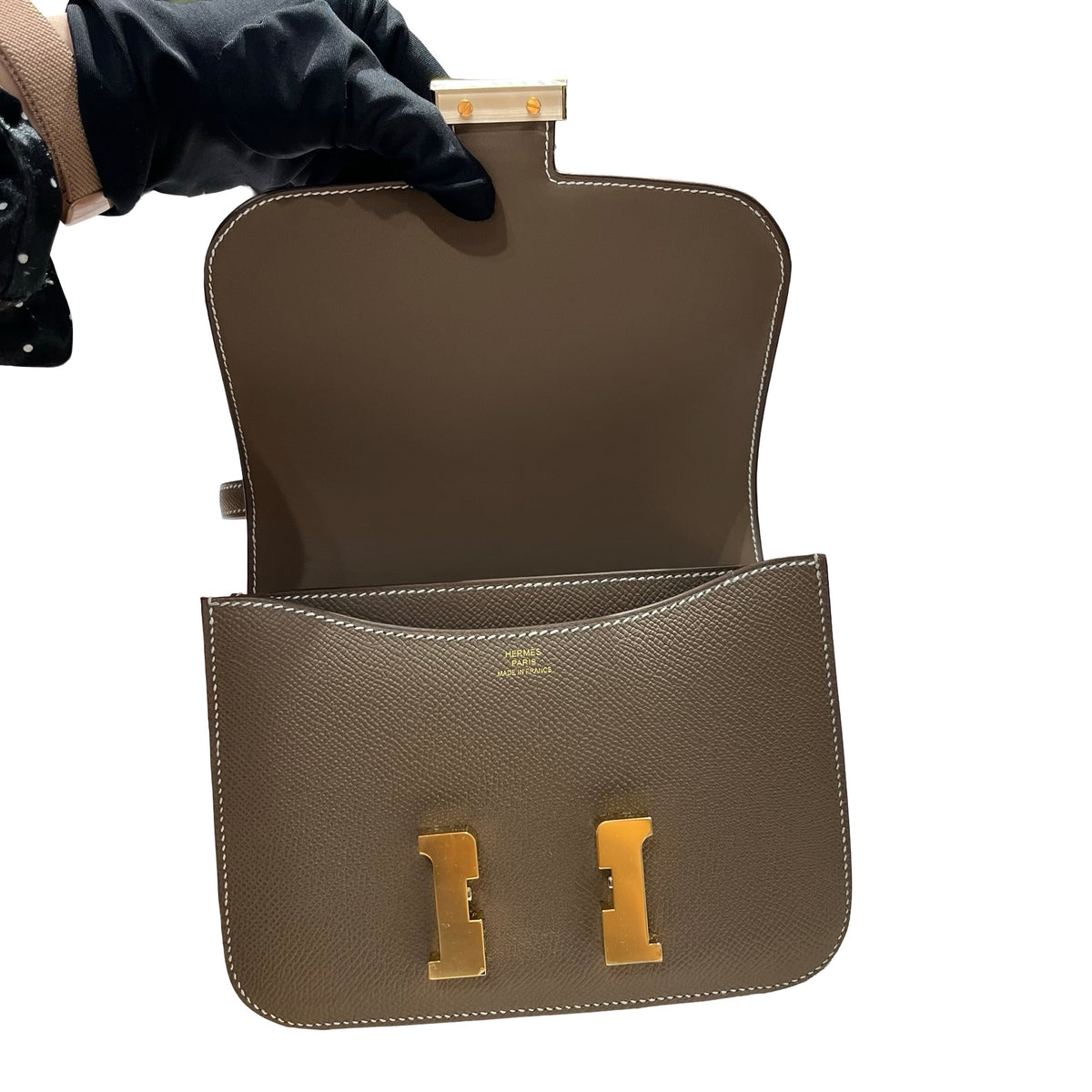 Brand New HERMES Epsom Constance Shoulder Bag Etoupe