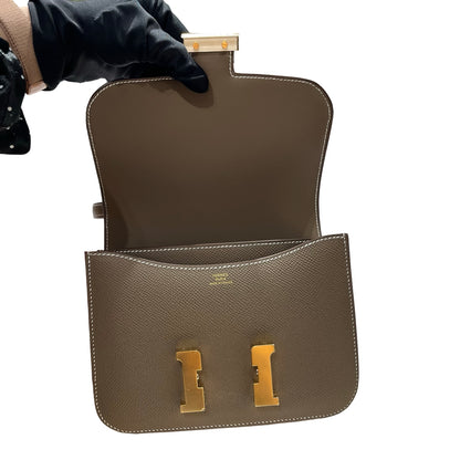 Brand New HERMES Epsom Constance Shoulder Bag Etoupe