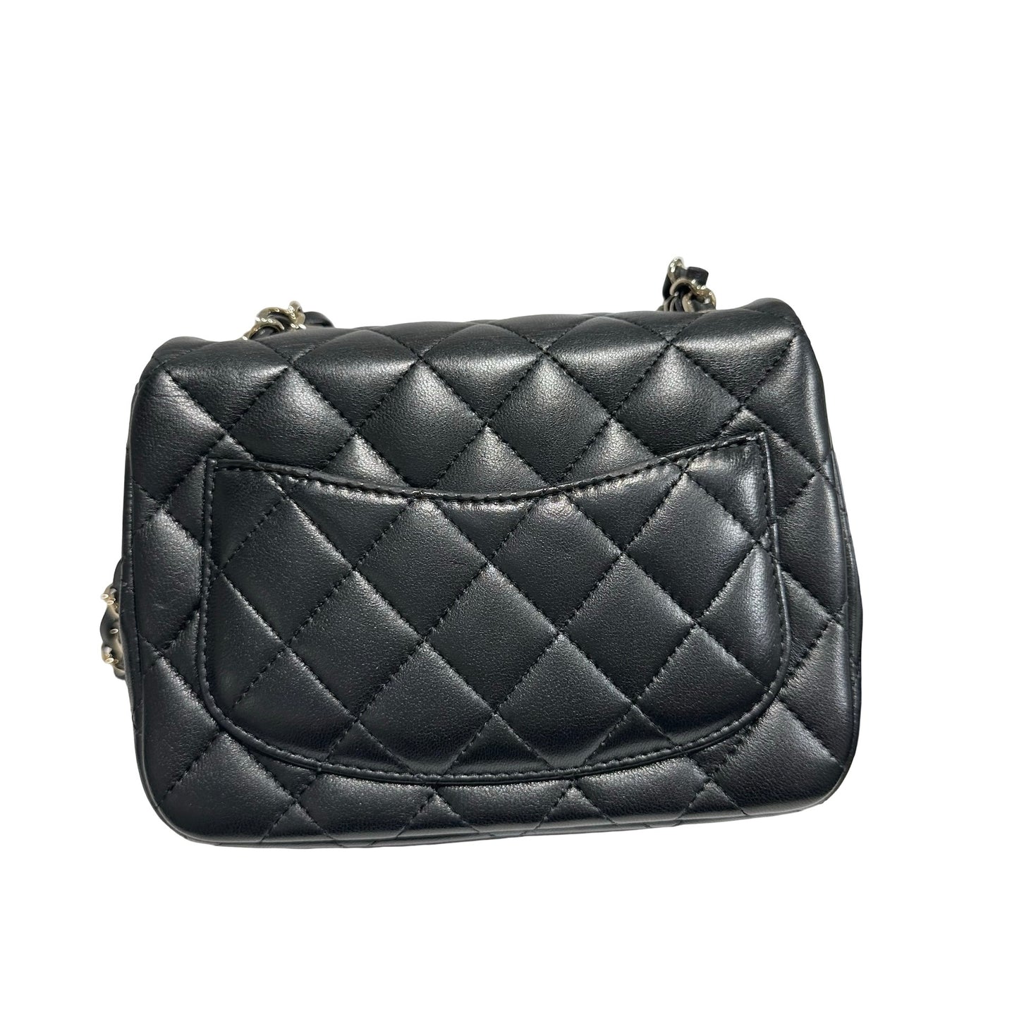 Used CHANEL Lambskin Leather Mini Flap 17cm Cross Body Bag Black GHW