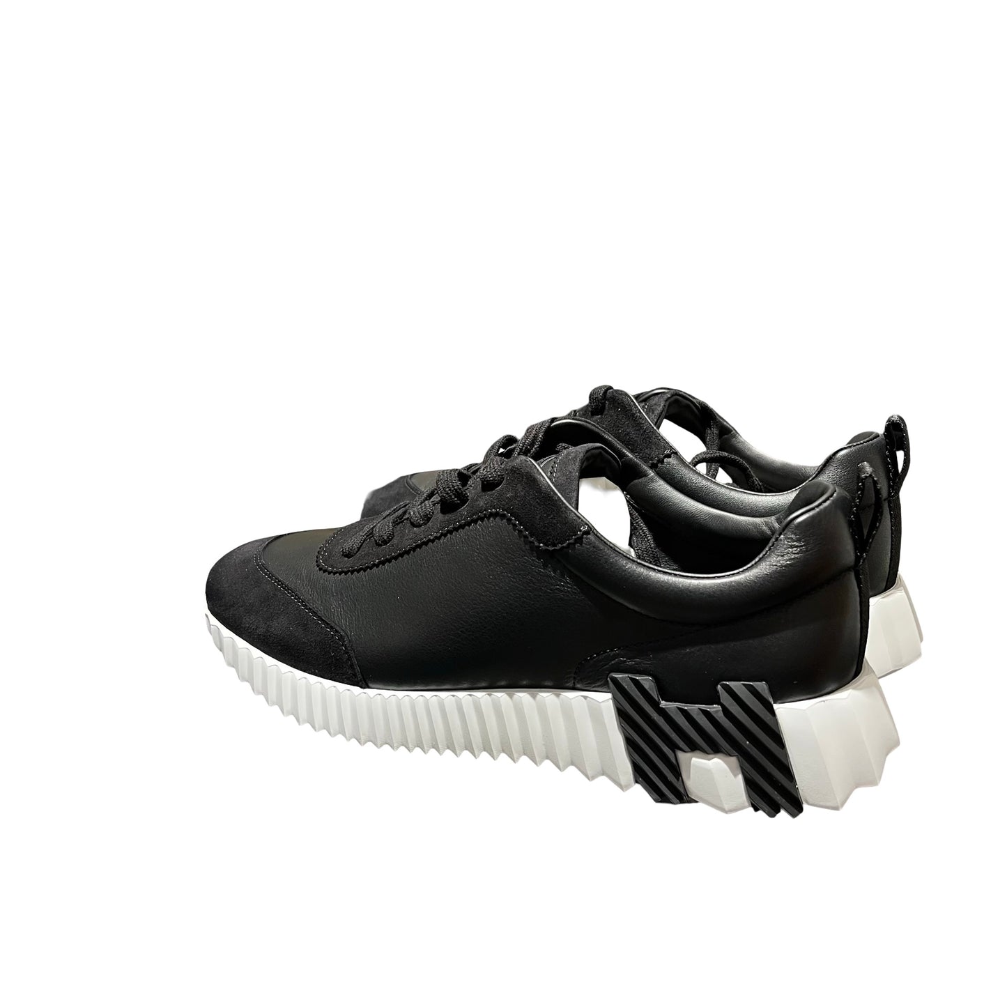 New HERMÈS Calfskin Leather Sneakers Black White