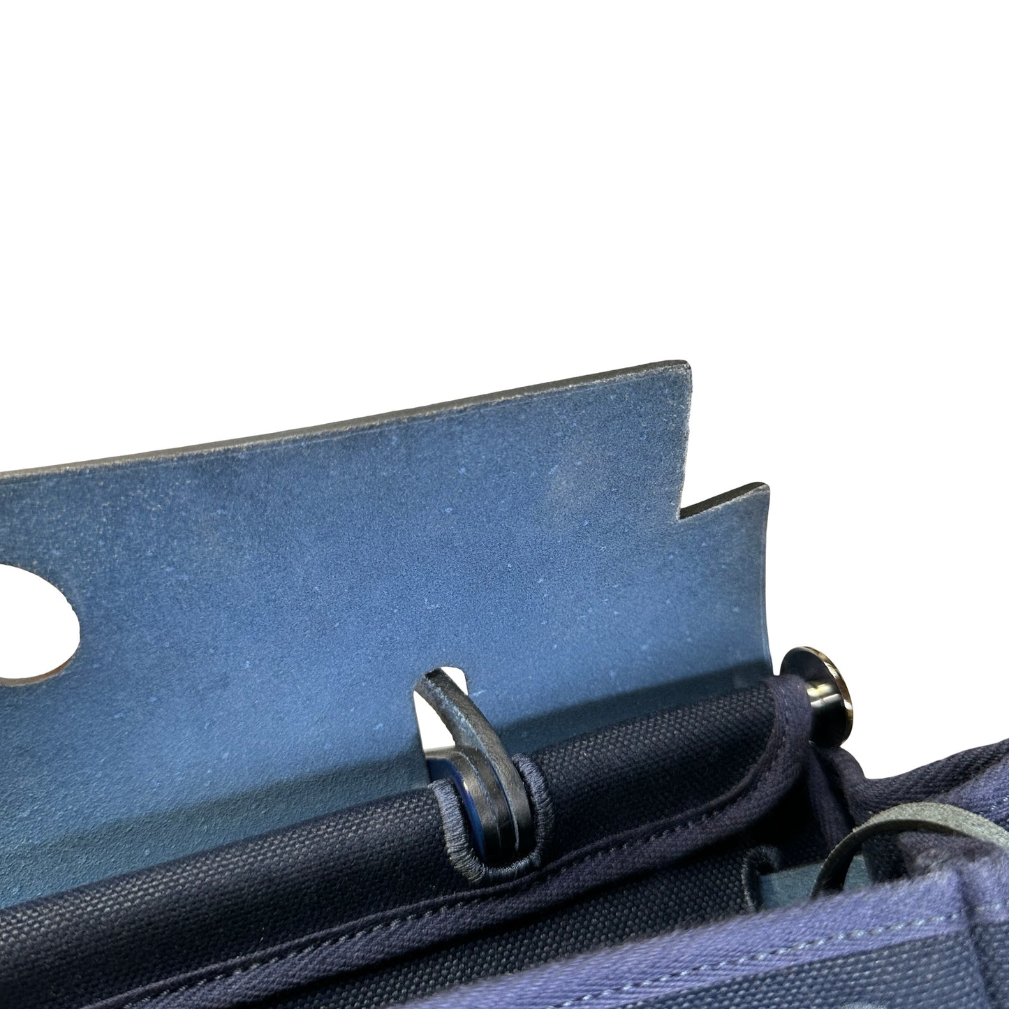 Used HERMES Canvas Leather Herbag 31 Handbag Navy PHW