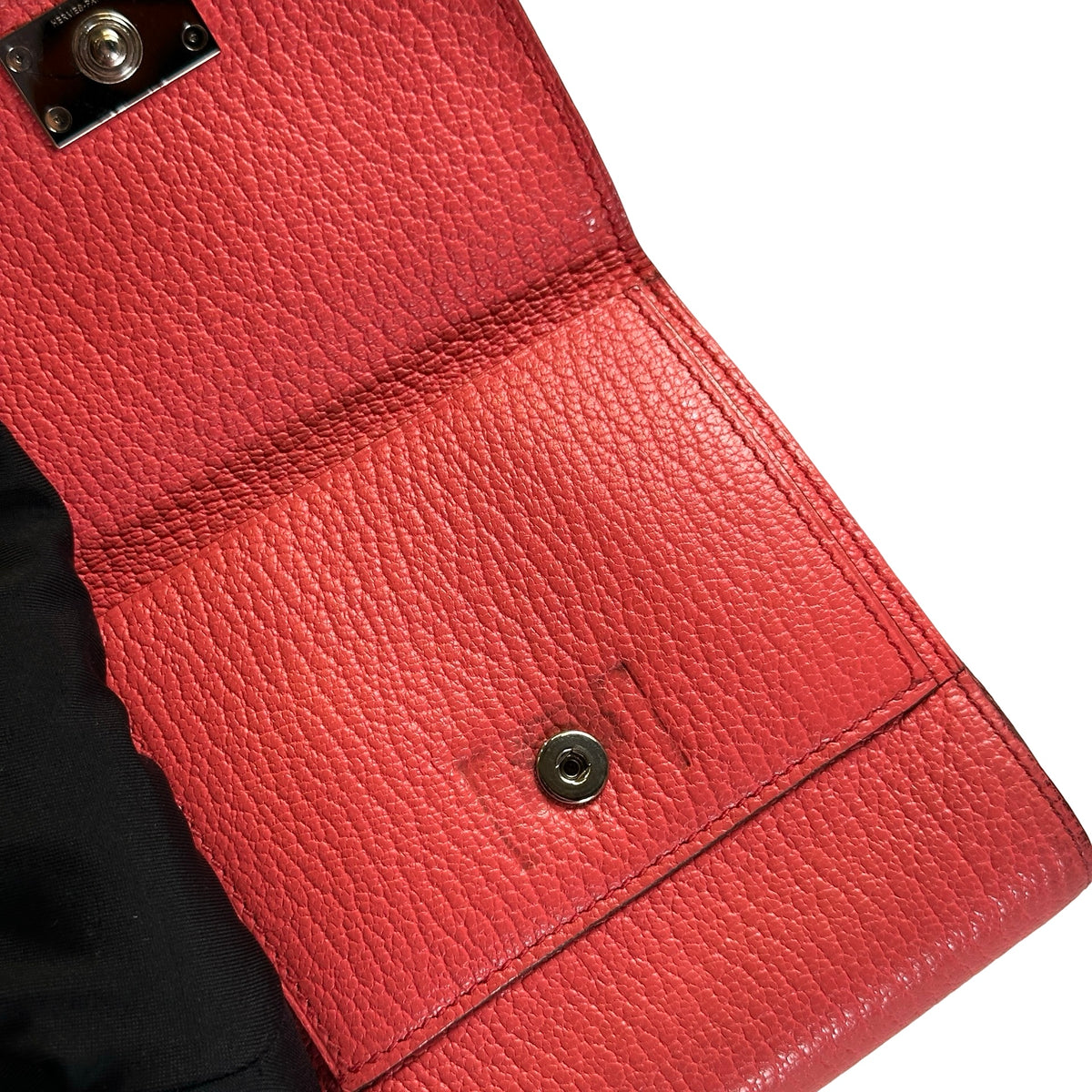Used HERMES Leather Bearn Wallet Pink Red