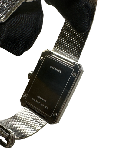CHANEL Tweed Boy-Friend Tweed Watch Silver Black PHW