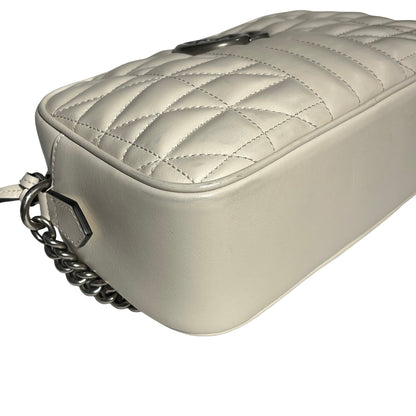 Used GUCCI Matelasse Aria Calfskin Leather GG MARMOUNT Chain Shoulder Bag White PHW