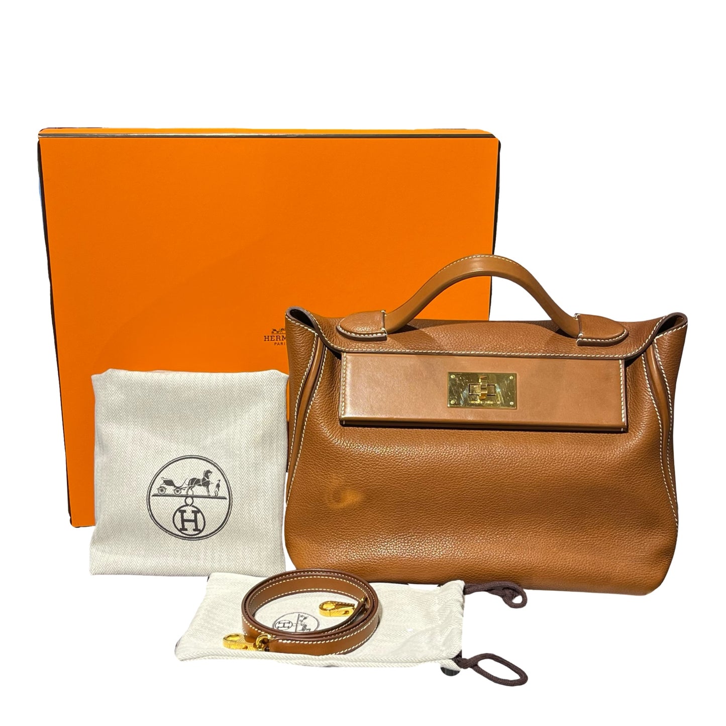 Used HERMÈS Clemence leather 24/24 29 馬鞍皮 Shoulder Bag GHW Gold