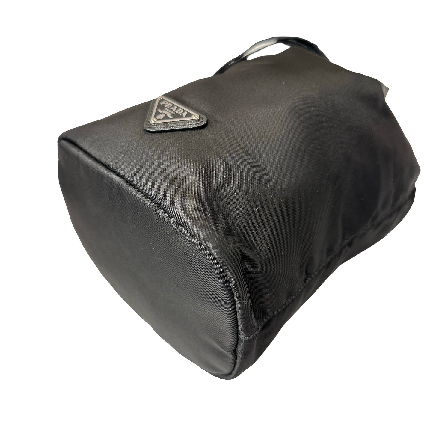 Used PRADA Nylon Re-Nylon Pouch Bucket Bag Black PHW