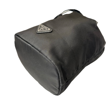 Used PRADA Nylon Re-Nylon Pouch Bucket Bag Black PHW