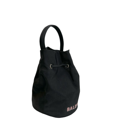 Used BALENCIAGA Logo Wheel Drawstring Bag Black Pink