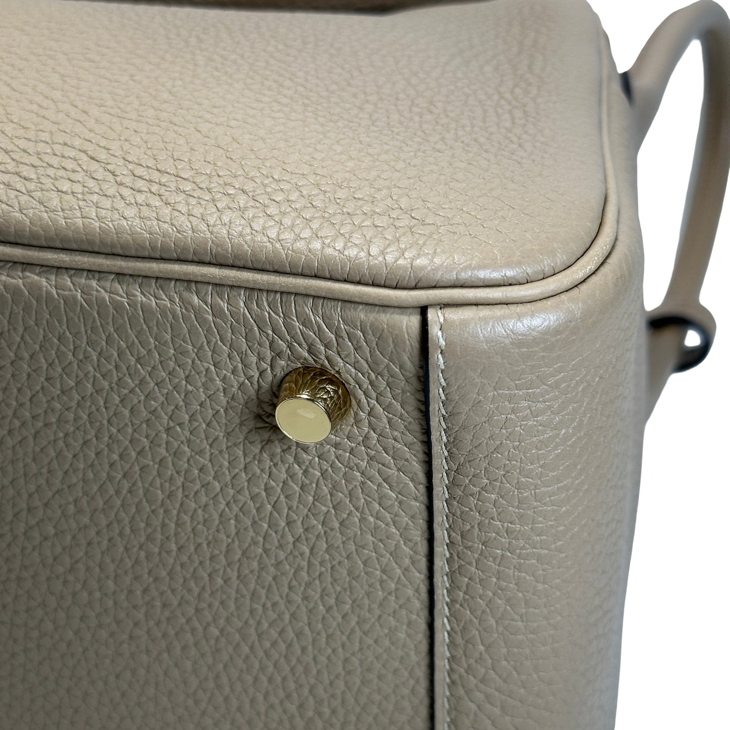 Used HERMES Leather Lindy 26 Handbag Beige Gold