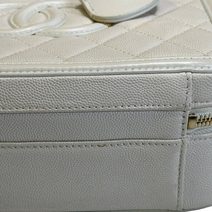 Used CHANEL Quilted Caviar Vanity Case Vanity case White