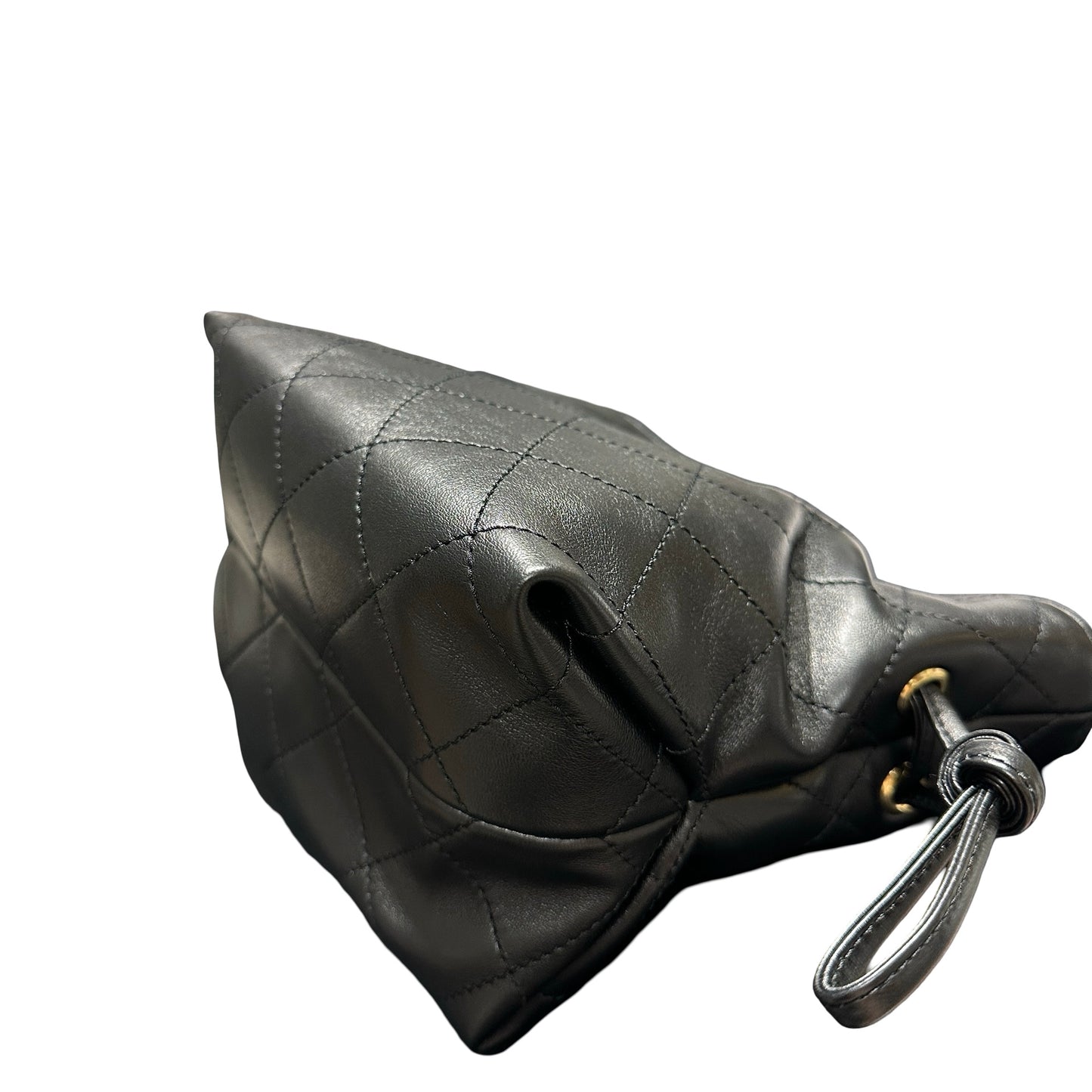 Brand New CHANEL Quilted Leather Gabrielle Hobo Bucket Bag Black Gold