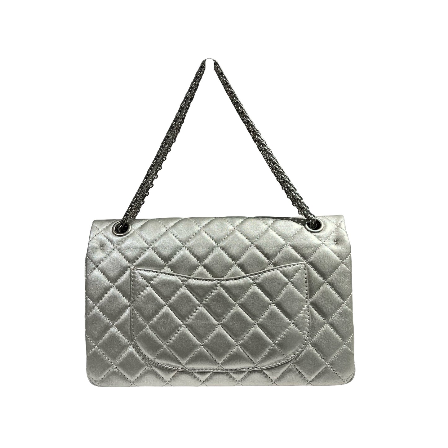 CHANEL SILVER PHW 2.55 27CM LAMBSKIN [3001051]