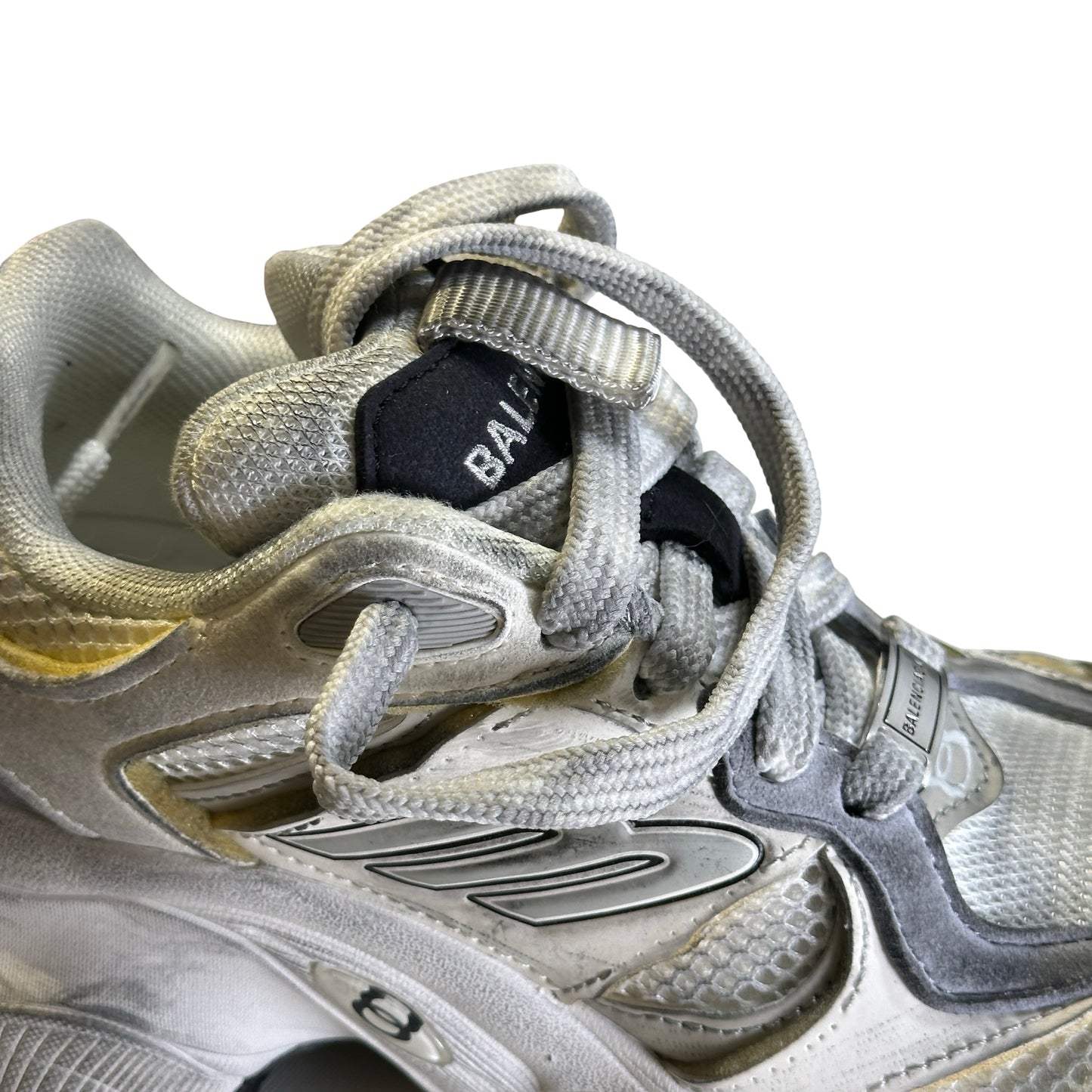 Used BALENCIAGA Mesh Nylon Runner Sneakers White Black Silver